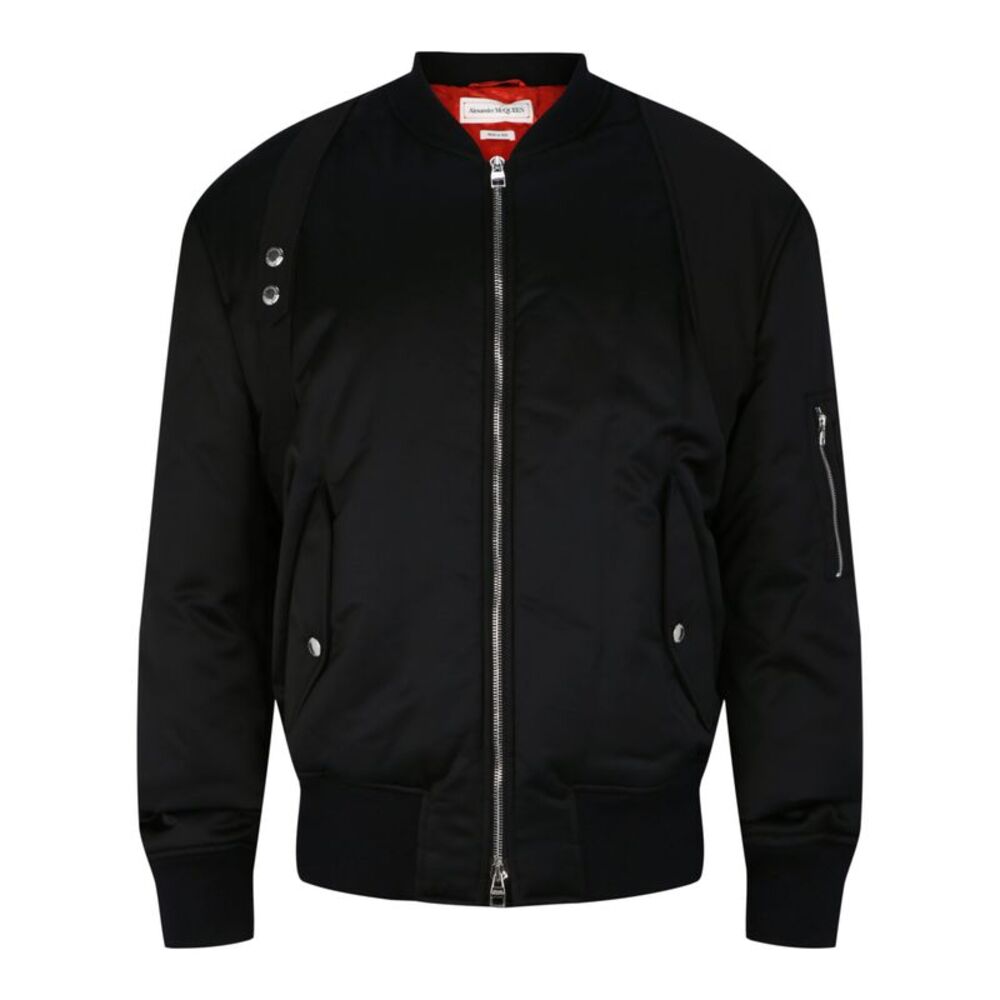 Alexander McQueen Harness Ma-1 Bomber Jacket Black Mens
